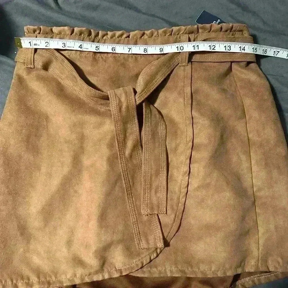 NWT Abercrombie Kids Skirt Faux Suede Mini Girls Sz 17/18 Brown Pull On Lined. - Picture 9 of 11